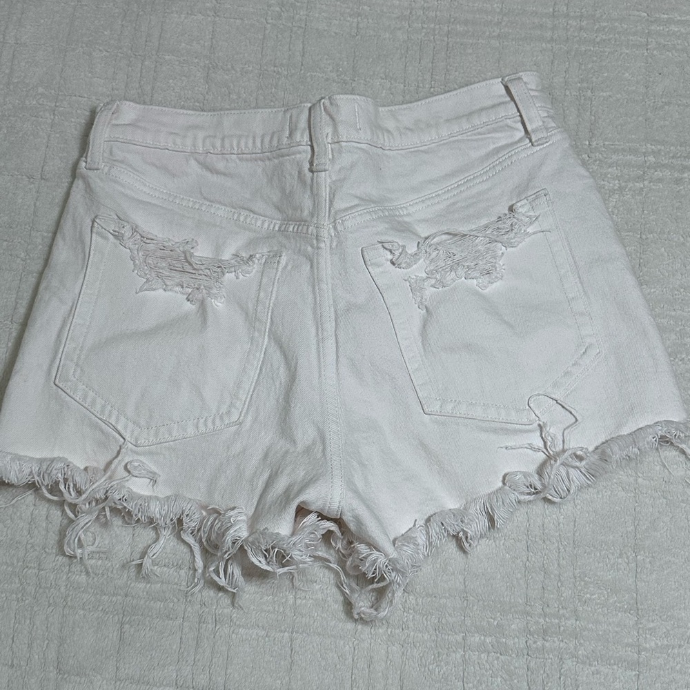 Abercrombie & Fitch White Frayed Jean Shorts